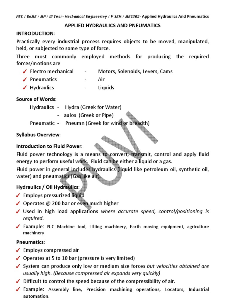 Applied Hydraulics and Pneumatics: Required | PDF | Actuator | Liquids