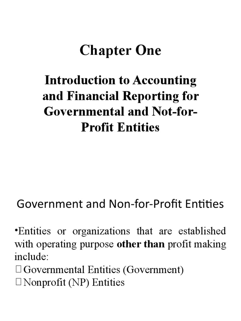 Chapter One Introduction To Accounting and Financial Reporting For