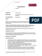Job Description: Job Title Faculty & School/Department Reports To Supervises