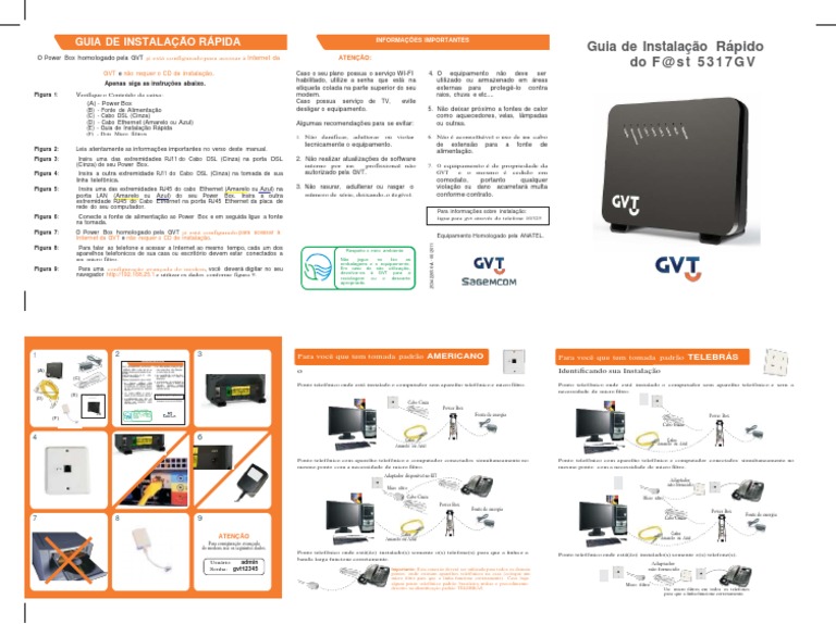 Guia Rápido de Instalação Power Box GVT | PDF | Internet | Ethernet