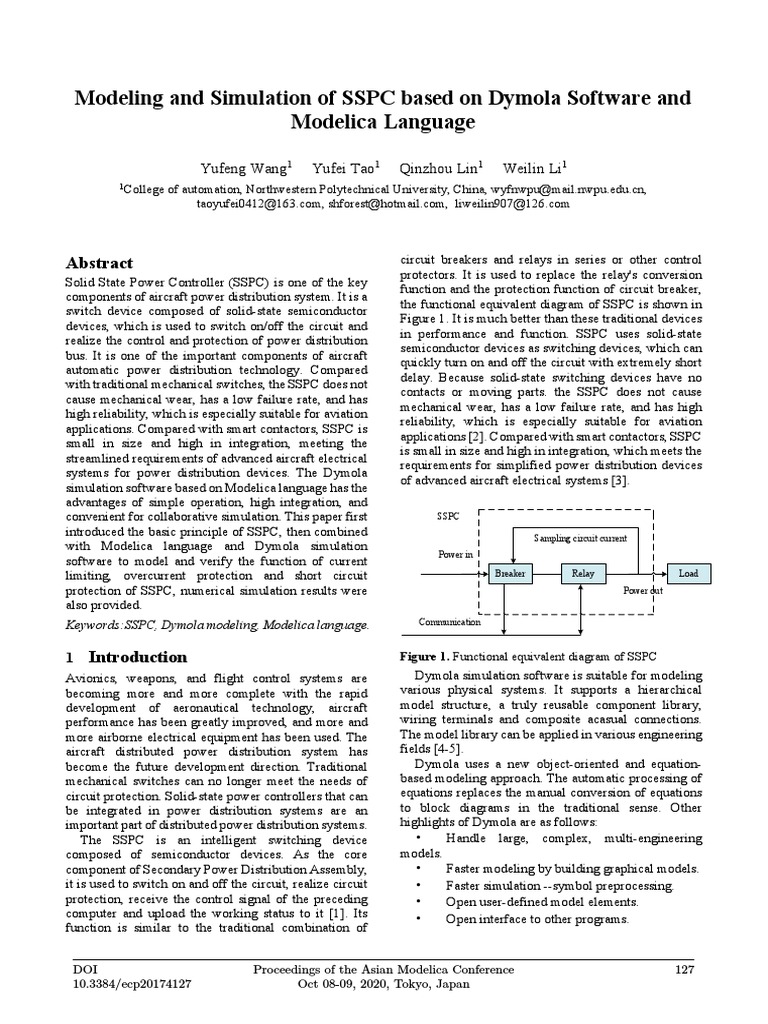 Modeling And Simulation Of SSPC Based On Dymola Software And Modelica 