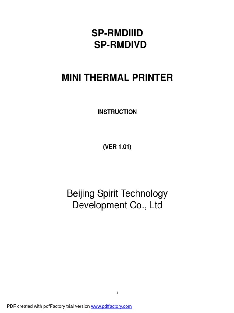 SPRT Printer - SP-RMDIIID-DIVD User-'S Manual - 1.01 | PDF | Ascii ...