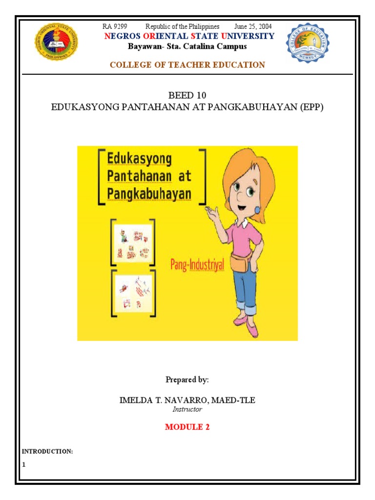 Beed 10 Edukasyong Pantahanan at Pangkabuhayan (Epp) : College of ...