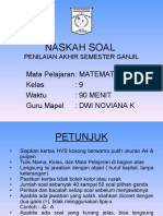 Soal Matematika 9 - PAS Ganjil