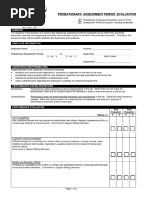 Probationary Evaluation Template