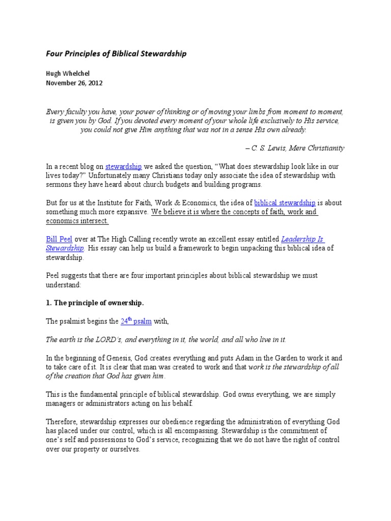 Four Principles of Biblical Stewardship | PDF | God | Religious Belief ...