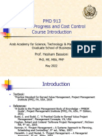 PMD 913 Project Progress and Cost Control Course Intro