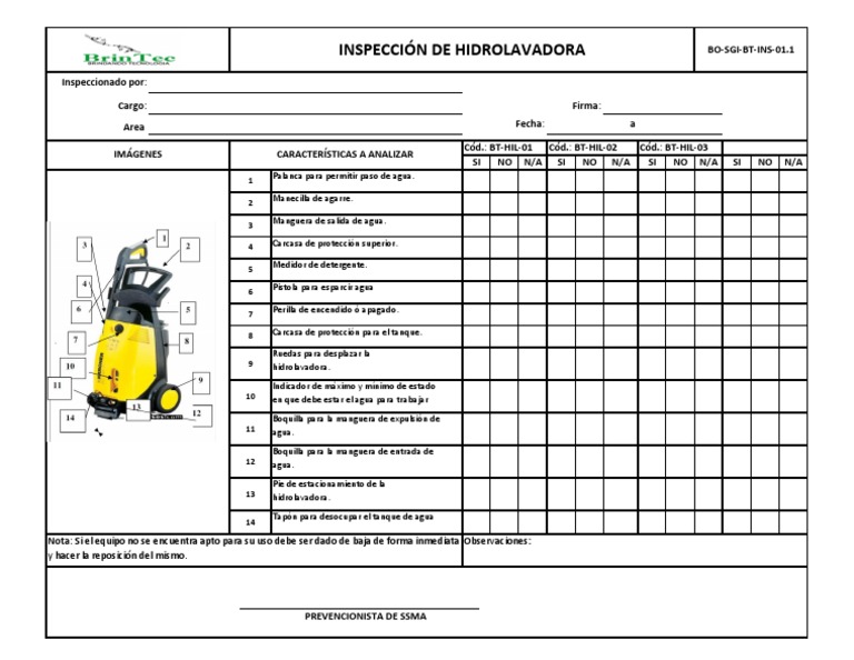 Check de Hidrolavadora | PDF