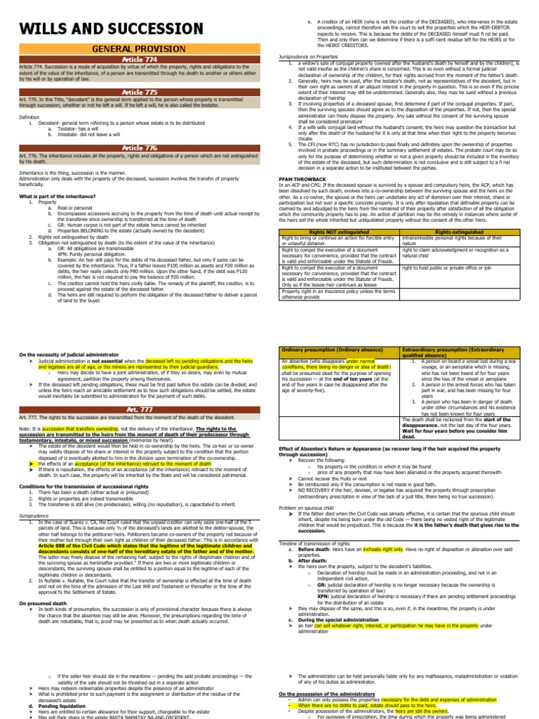 Understanding Wills and Succession Law | PDF | Will And Testament ...