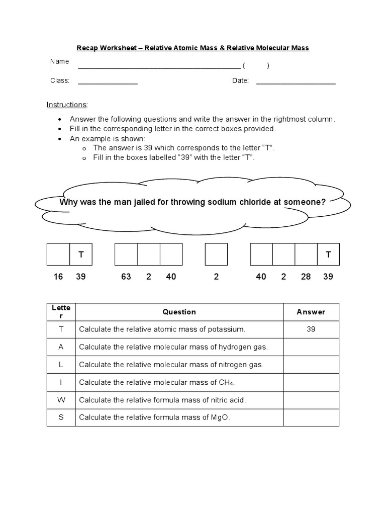 Recap Worksheet (Ar and MR) | PDF