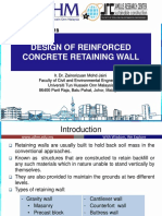 Design of Reinforced Concrete Retaining Wall: Semester 1 2018/2019