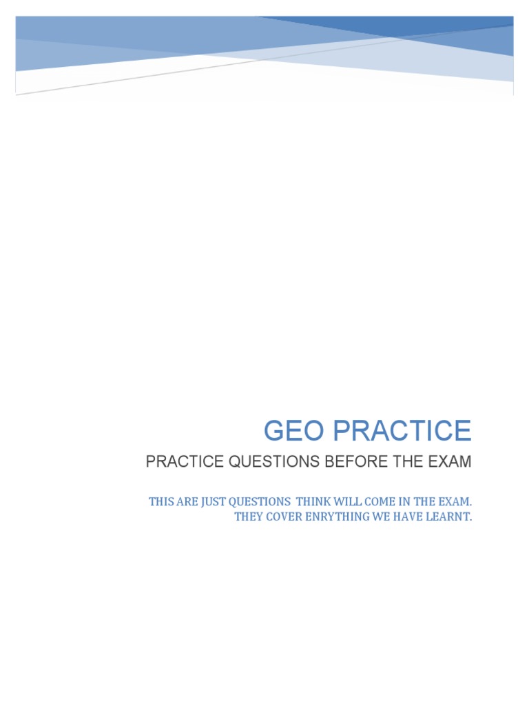 Geography Questions Year 8 PDF River Geology