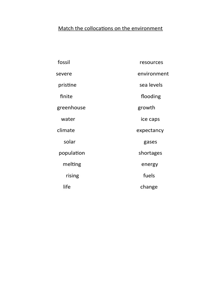 Environment Collocations | PDF | Social Science | Science & Mathematics