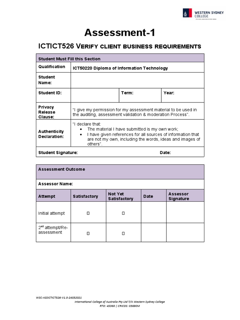 Assessment Task 1 2 Pdf Educational Assessment Information Technology