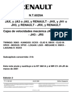 N.T.6029A Jax, Y Ja3 O Ja5, Y Renault - JHX, Y Jh1 O Jh3, Y Renault - JRX, Y Renault Cajas de Velocidades Mecánica JA3 - JA5 - JH1 - JH3 - JR5
