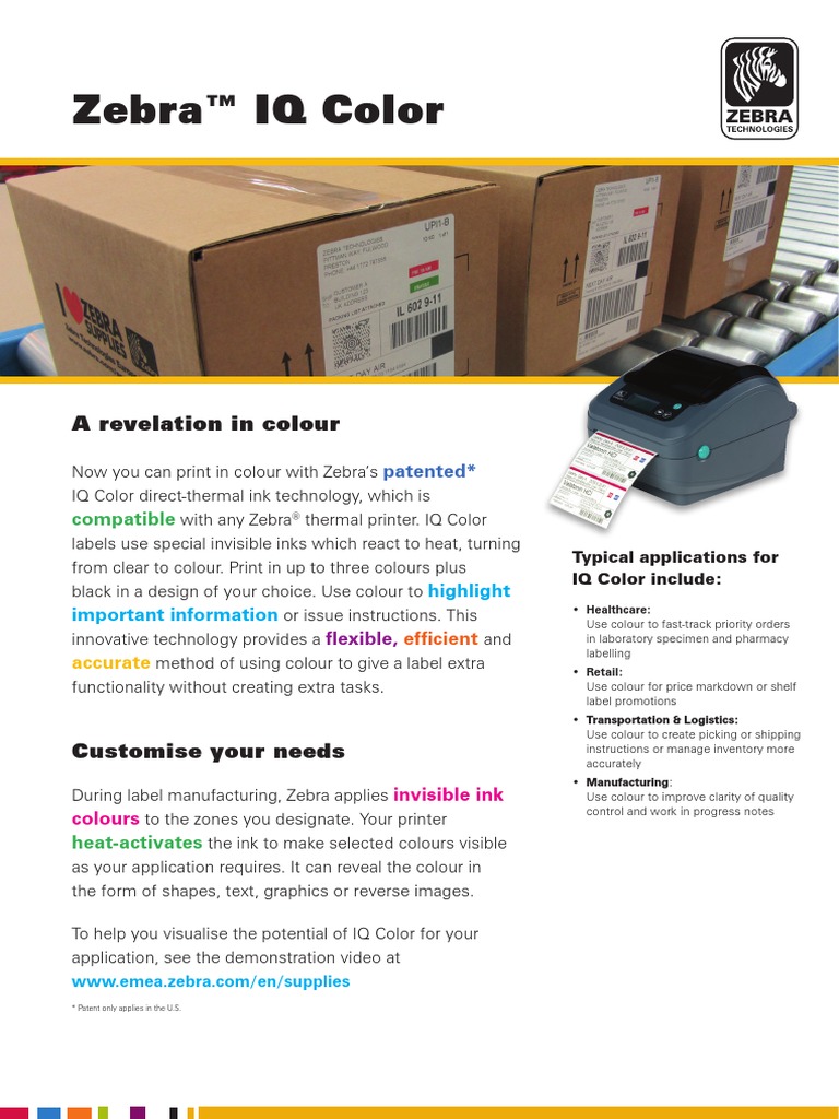 Zebra Iq Datasheet GB | PDF | Color | Printer (Computing)