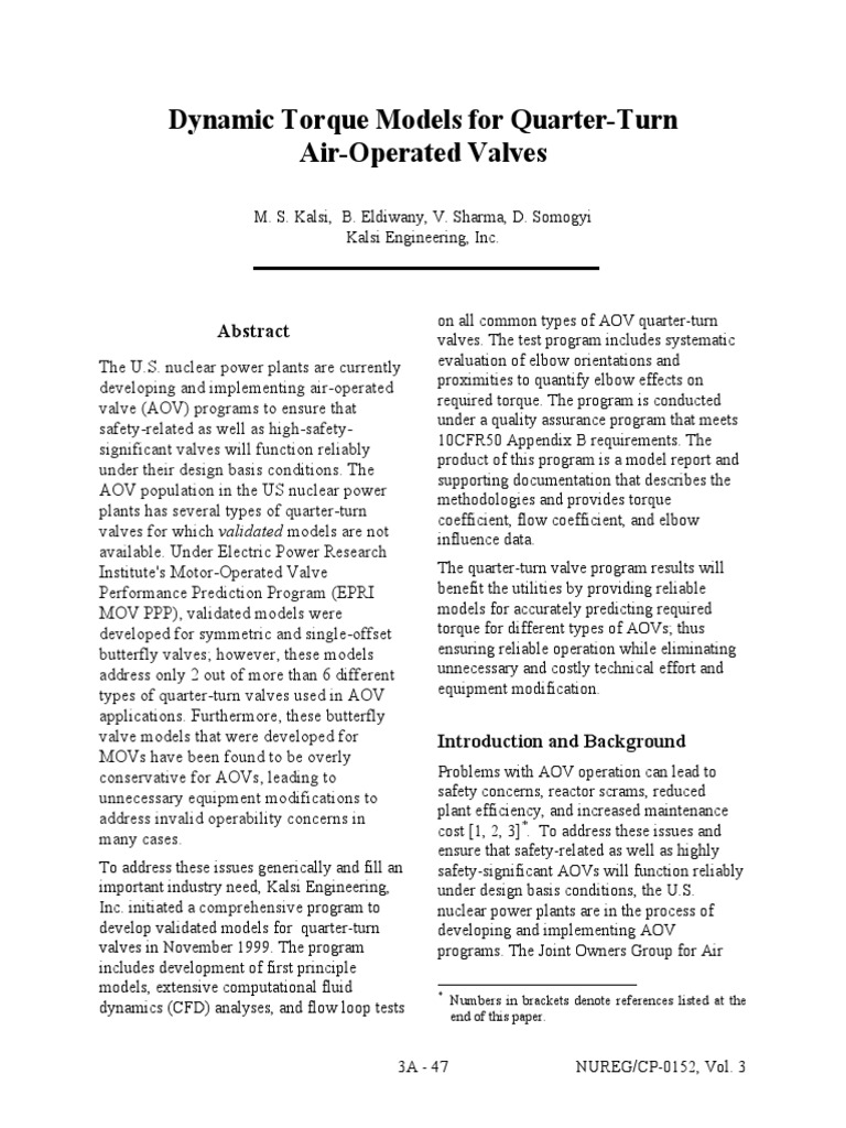 Validated Models for AOV Torque Prediction | PDF | Valve | Fluid Dynamics