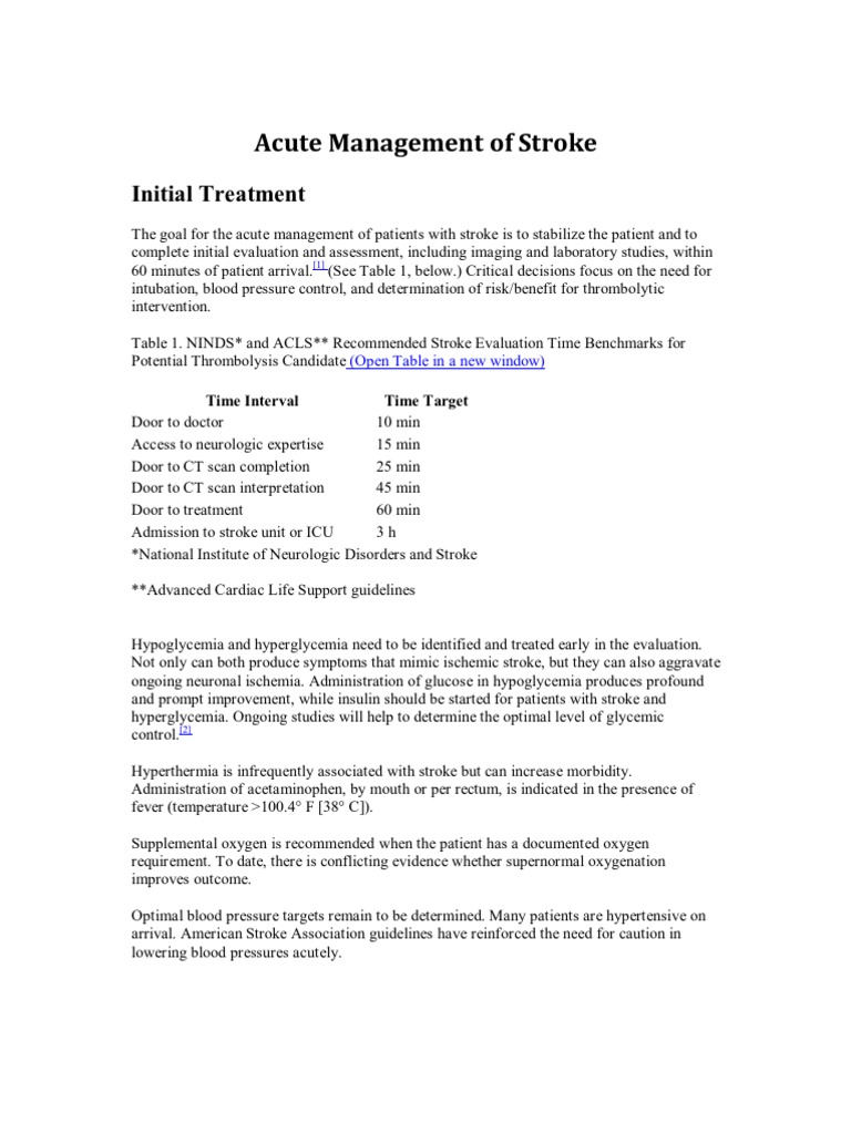 Acute Management of Stroke | PDF | Stroke | Hypertension