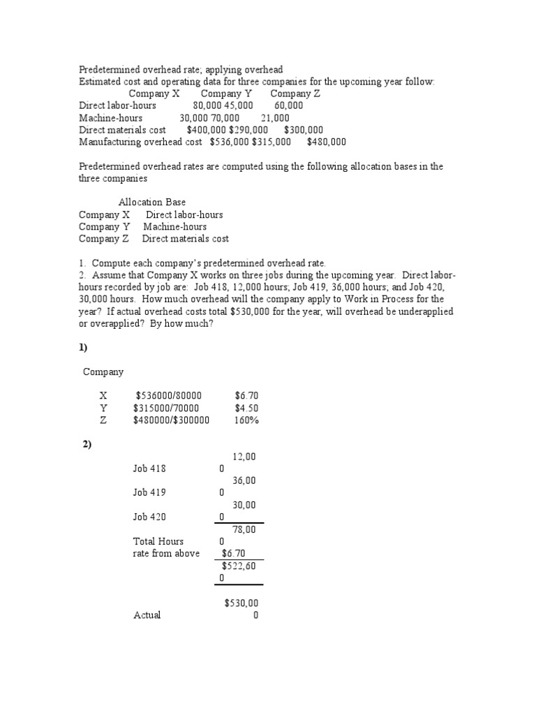 Calculating Predetermined Overhead Rates | PDF