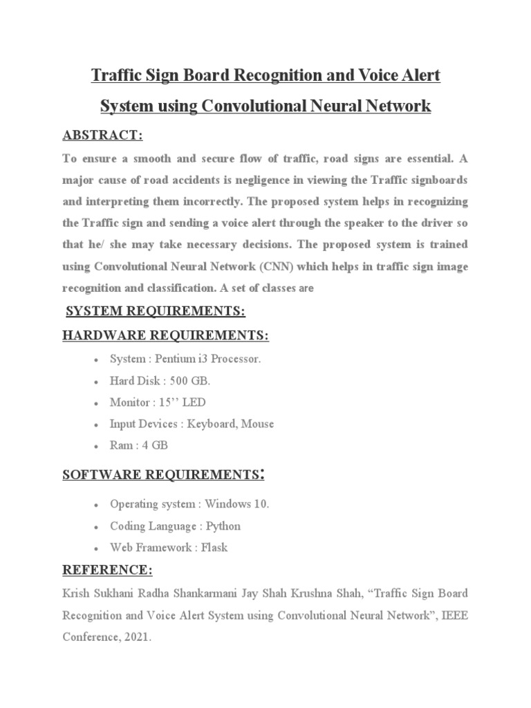 Traffic Sign Board Recognition and Voice Alert System Using ...