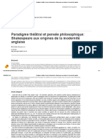 Paradigme Théâtral Et Pensée Philosophique - Shakespeare Aux Origines de La Modernité Anglaise