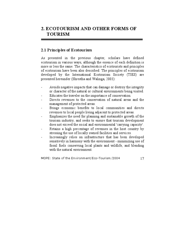 Types of Ecotourism Explained | PDF | Tourism | Sustainability