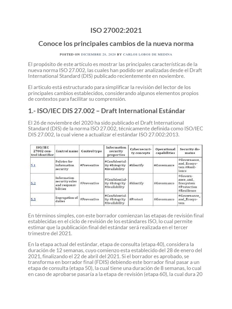 Cambios Clave en ISO 27002:2021 | PDF | Seguridad | La seguridad ...