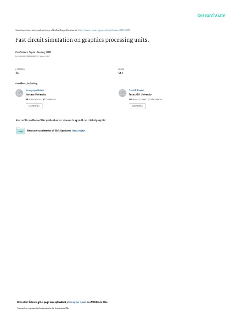 Fast Circuit Simulation On Graphics Processing Uni | PDF | Graphics ...