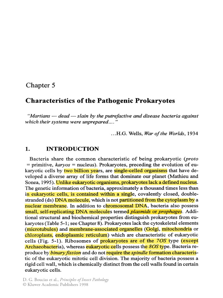 Characteristics of The Pathogenic Prokaryotes PDF Cell (Biology