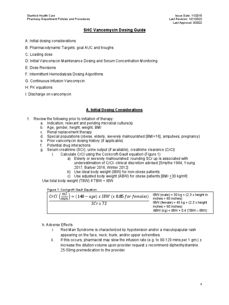 Stanford Vancomycin Dosing Protocol | PDF | Pharmacokinetics | Medicine