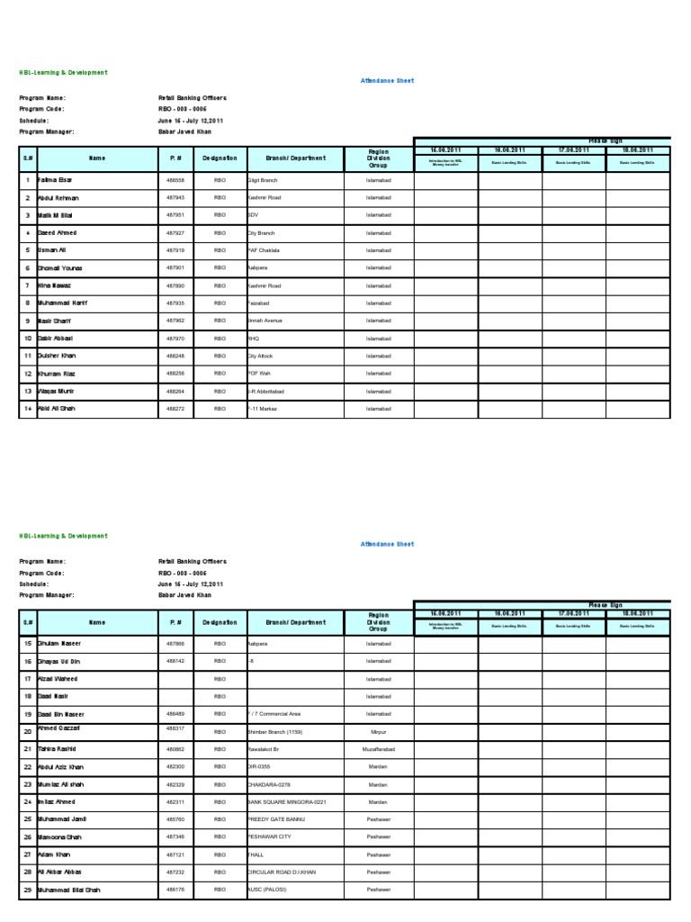 Retail Banking Officers Training Schedule | PDF | Business