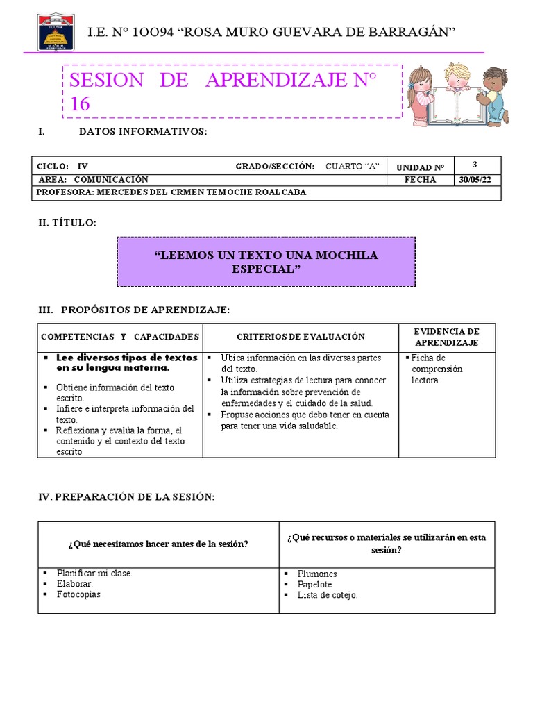 Sesión 16 Plan Lector Exp.3 | PDF | Sicología | Teoría de la educación