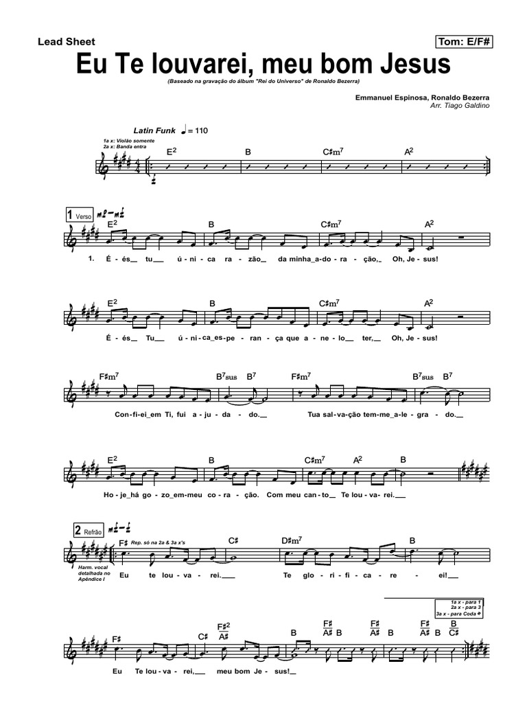 Eu Te Louvarei (Lead Sheet) | PDF | Música de coral | Música à capela