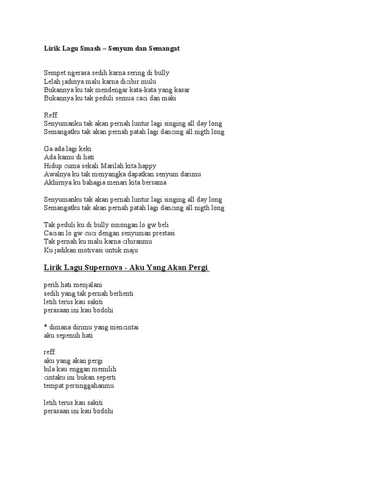 Supernova Aku Yang Akan Pergi Lirik Nasi