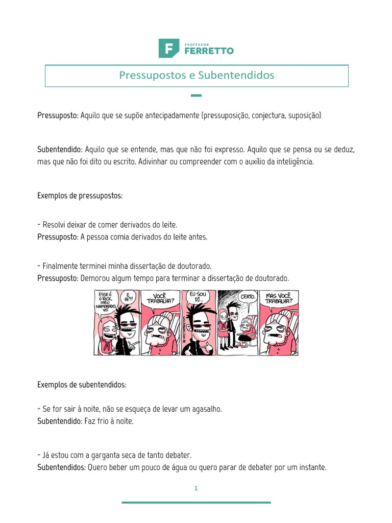 Pressupostos e Subentendidos Explicados | PDF
