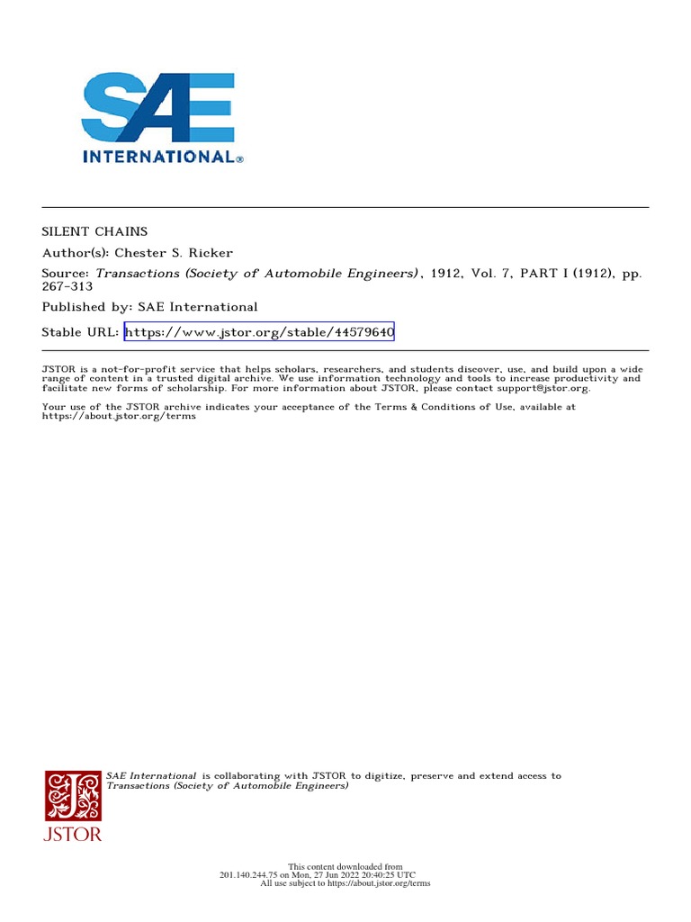 Sae 44579640 Silent Chains PDF Gear Machines
