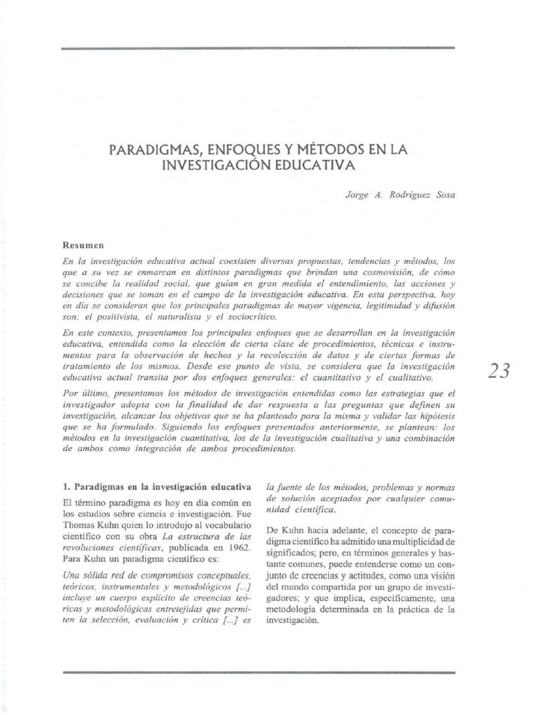 Paradigmas y enfoques en investigación educativa | PDF | Paradigma ...