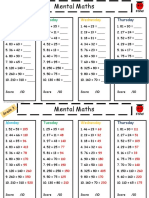 Grade 3 Mental Maths Addition Worksheet 1