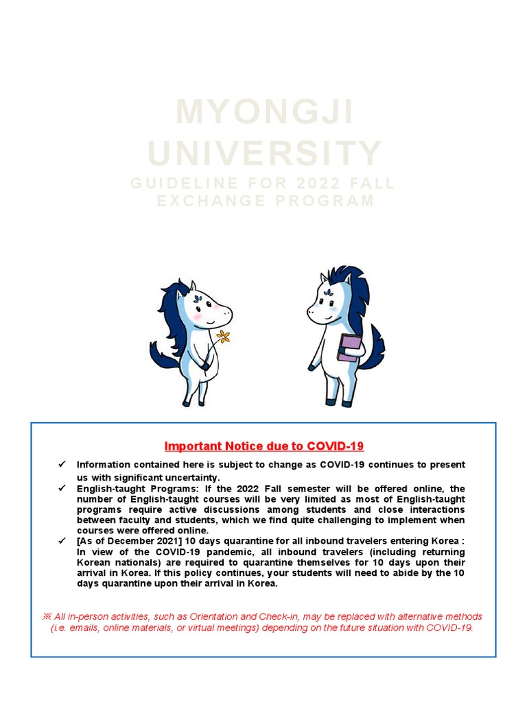Myongji University Exchange Program Guide | PDF | Identity Document ...