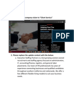 Home Page: 1. Please Change Company Vision To "Client Service"