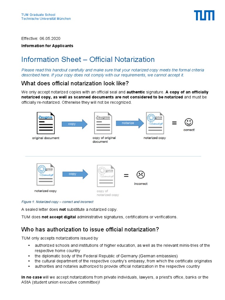 Official Requirements for Notarizing Documents Submitted to the TUM ...