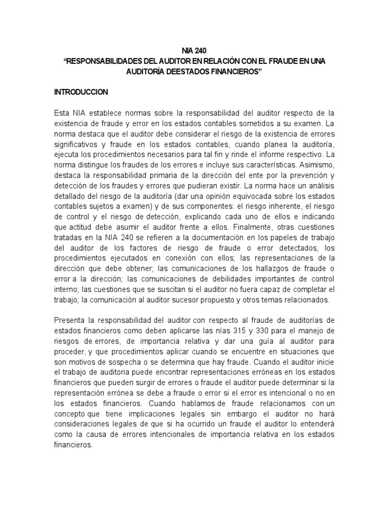 Responsabilidades del Auditor en Fraude | PDF | Auditoría | Contralor