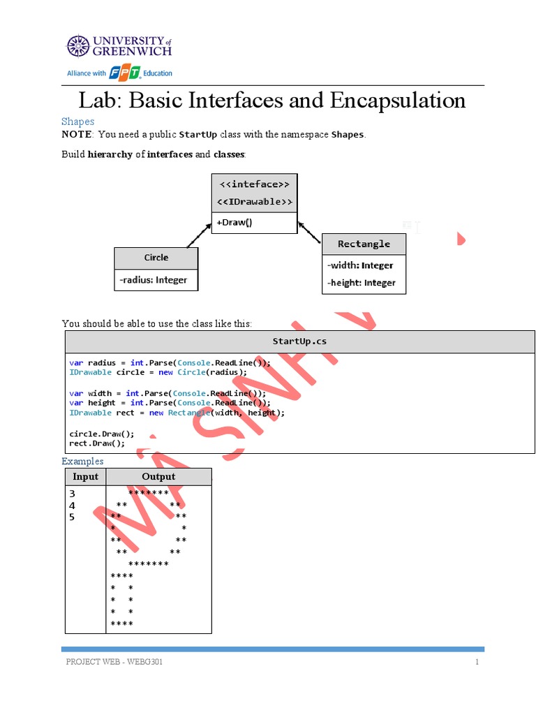 19 08. Basic Interfaces Polymorphism Lab 202110910 PDF Namespace