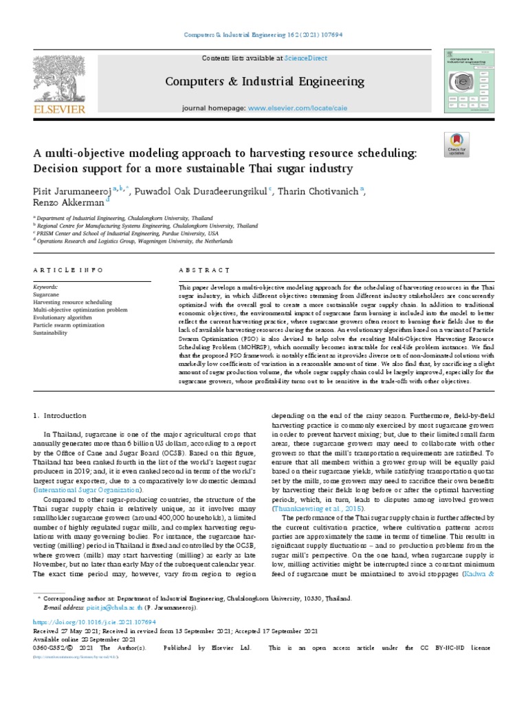 Computers & Industrial Engineering PDF Sugarcane