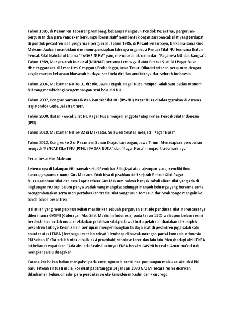 Sejarah Pagar Nusa | PDF