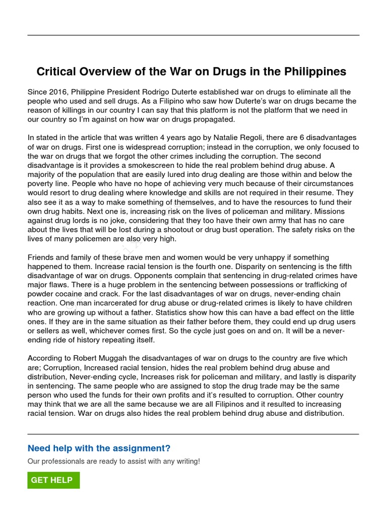 Critical The War On Drugs in The Philippines | PDF | War On Drugs ...