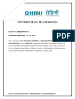 Certificate of Registration: Rohini ID: 8900080499492 Certificate Valid Upto: 07 Jan 2025