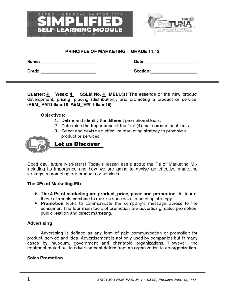 Marketing Mix & Promotional Tools Guide | PDF | Direct Marketing ...