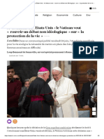 Avortement Aux Etats-Unis - Le Vatican Veut Rouvrir Un Débat Non Idéologique Sur La Protection de La Vie