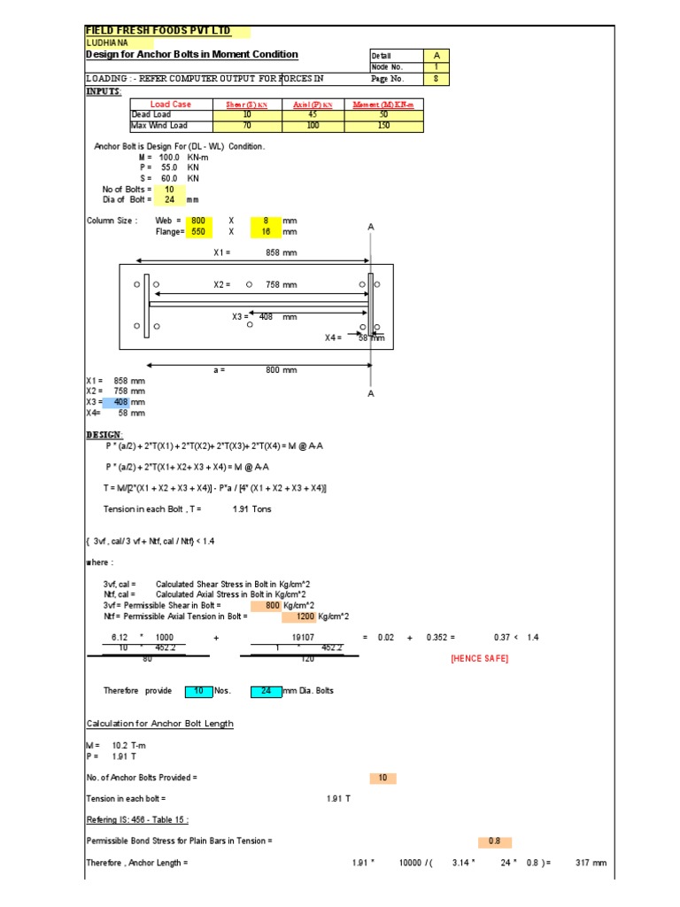 Anchor Bolt Design (Moment Connection) PDF